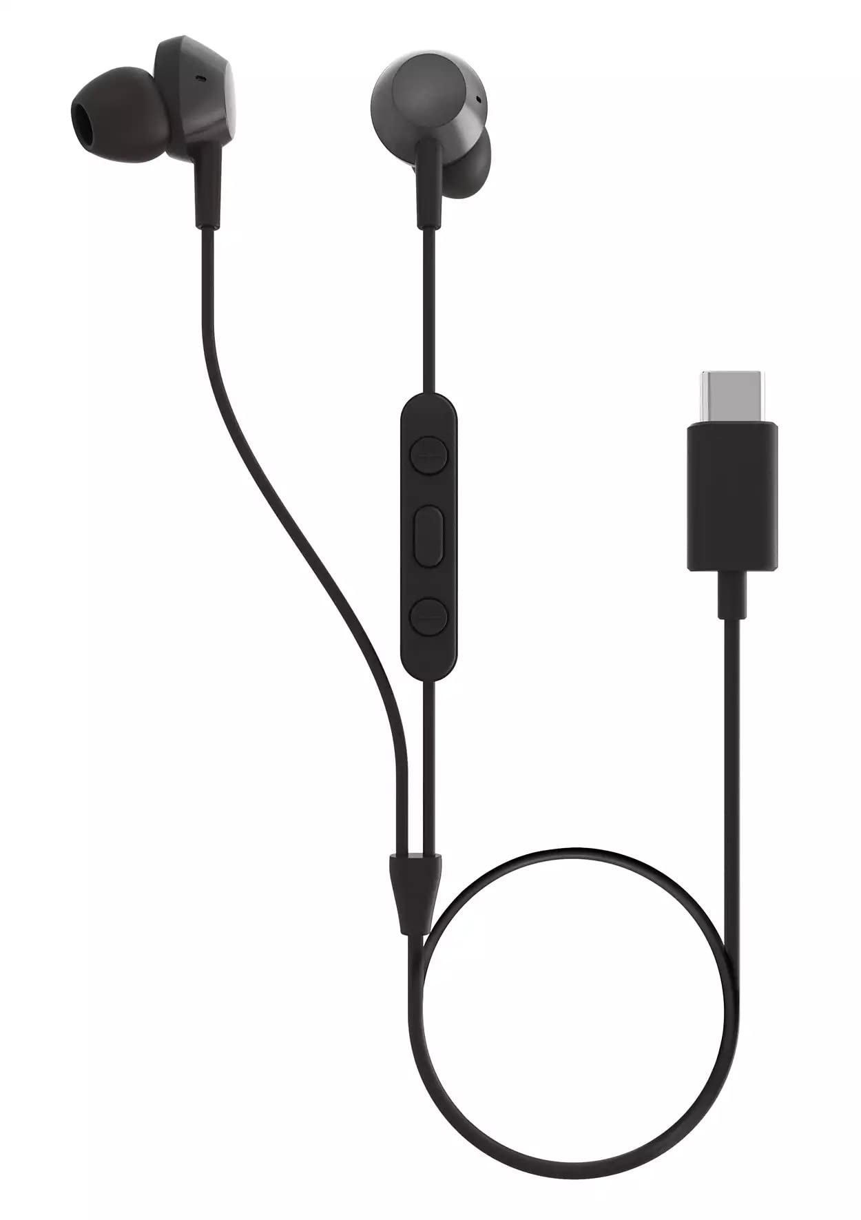 Alt View 5. Philips - In-Ear USB C Wired Earbuds With Mic, Powerful Bass, In Ear Headphones, TAE5008 - Black.