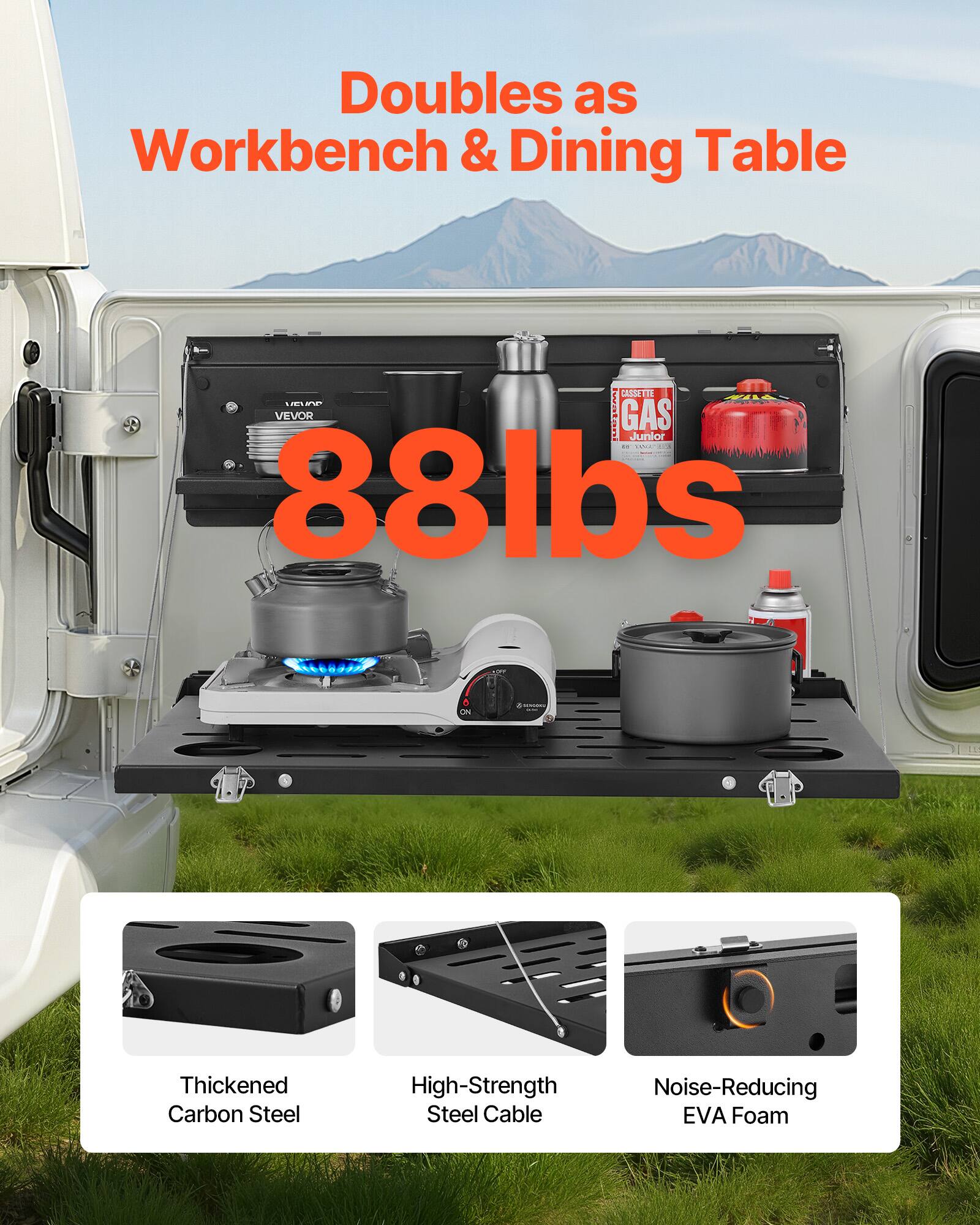 Doubles as Workbench & Dining Table

88 lbs

Thickened Carbon Steel
High-Strength Steel Cable
Noise-Reducing EVA Foam