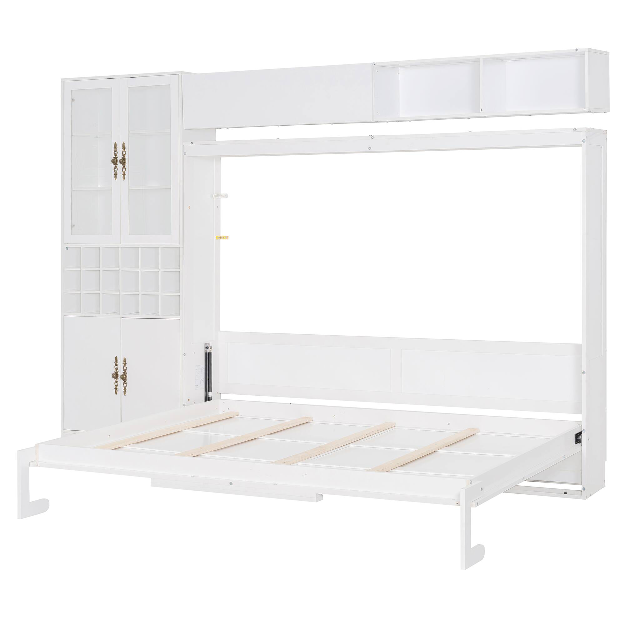 Alt View 9. Tiramisubest - Queen Size Murphy Bed with Sofa, Shelves, USB & Light, White, 114x41x84 inches, 485 pounds - White.