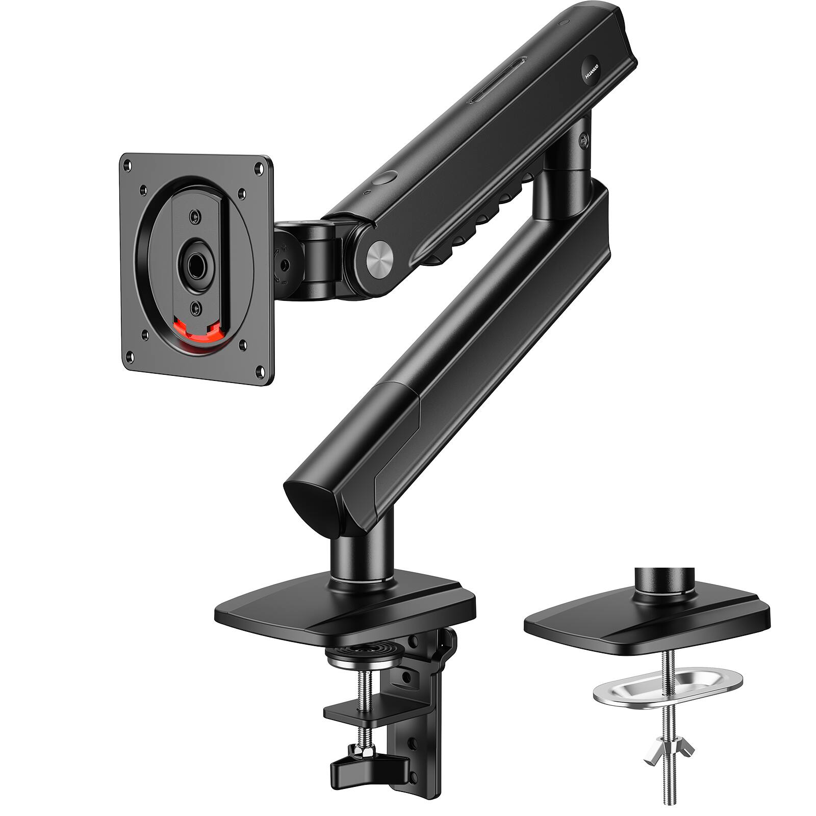 Alt View 9. HUANUO - FlowLift™ Single Monitor Arm for 13–32" Screens, MechaSpring™ Monitor Mount with Tilt/Swivel/Rotation, Max Load 19.8lbs - Black.