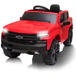 GARVEE - Kids Ride on Car with Remote Control,12V Powered Wheels Licensed Chevrolet Silverado Ride On Toddler Electric Vehicles - Red