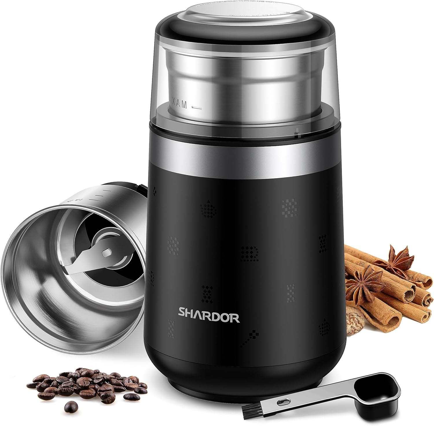 Shardor - Super Silent Coffee Bean Grinder Electric Espresso Grinder with 1 Removable Stainless Steel Bowl - Gray