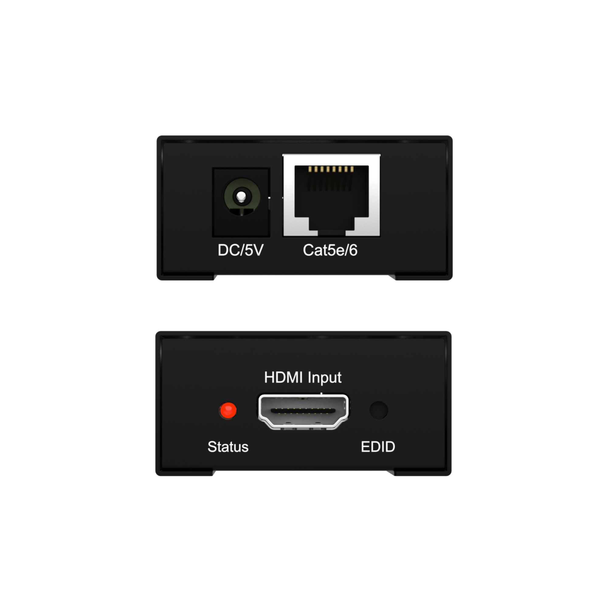 DC/5V, Cat5e/6, HDMI Input, Status, EDID