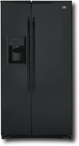 Front Standard. GE - Profile 25.5 Cu. Ft. Side-by-Side Refrigerator with Thru-the-Door Ice and Water - Black-on-Black.