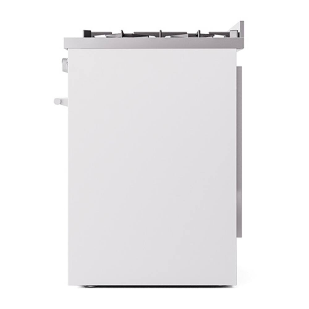 Alt View 4. ILVE - ILVE Professional Plus II Series 30 in. Dual Fuel Range with 5 Sealed Burners (Natural Gas, Satin Trim) - White.