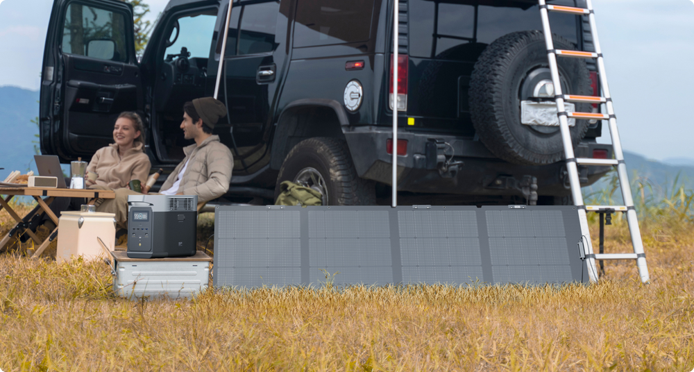 Alt View 21. EcoFlow - NextGen 220W Bifacial Portable Solar Panel - Black.