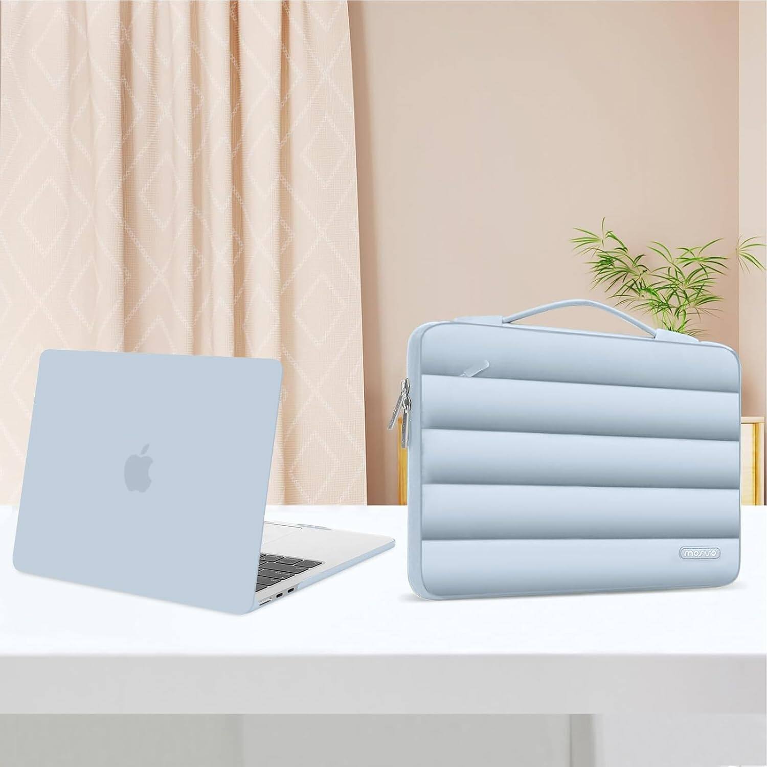 Alt View 3. mosiso - Hard Case Set for MacBook Air 13 inch M5 M4 M3 M2 2022-2026 with Puffy Bag&Keyboard Cover&Webcam Cover&Screen Protector - Baby Blue.