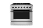 Front. Hauslane - HausPro 36 in. 6 Burners (20,000 BTU) Freestanding Dual Fuel Range - Matte Black.