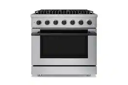 Hauslane - HausPro 36 in. 6 Burners (20,000 BTU) Freestanding Dual Fuel Range - Matte Black