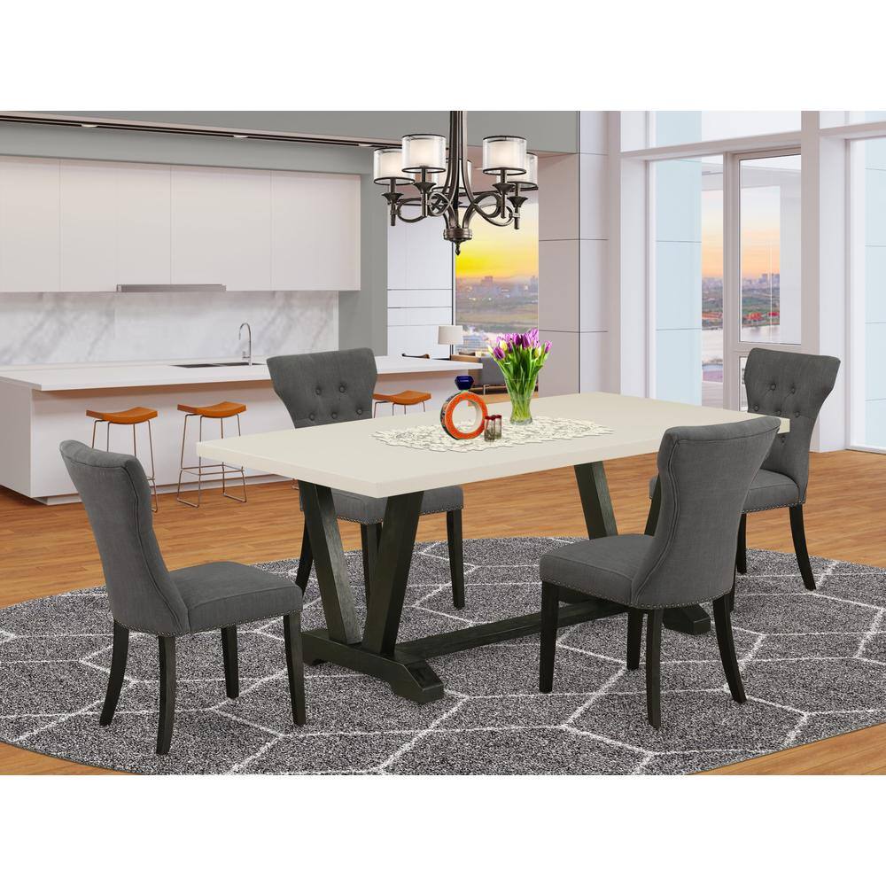 Alt View 3. East West Furniture - V626GA650-5 5-Pc Dining Table Set Included 4 Parson chairs Upholstered Seat and High Button Tufted Chair Back and - Multi-Color.