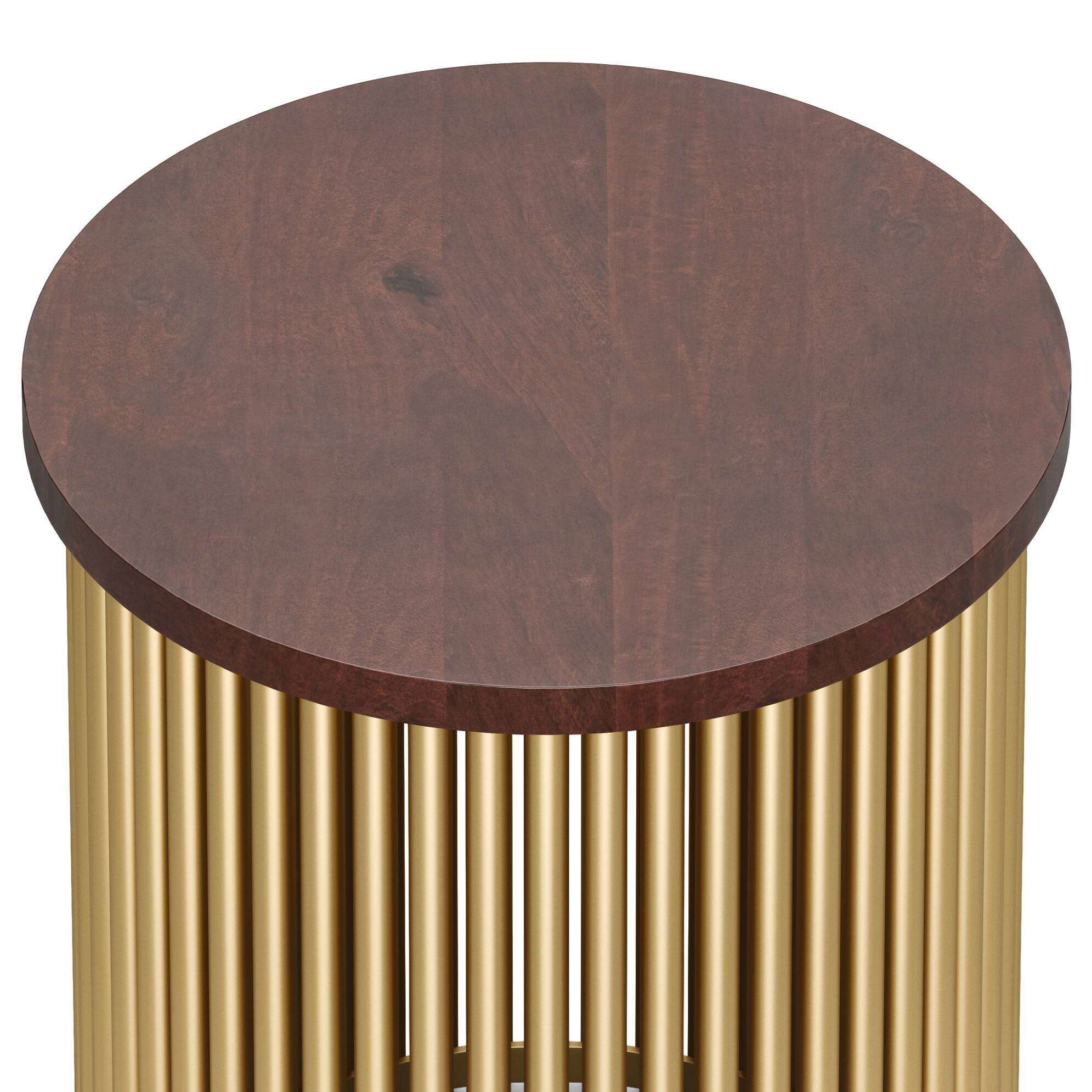 Alt View 11. Simpli Home - Demy Metal and Wood Accent Table - Cognac and Gold.