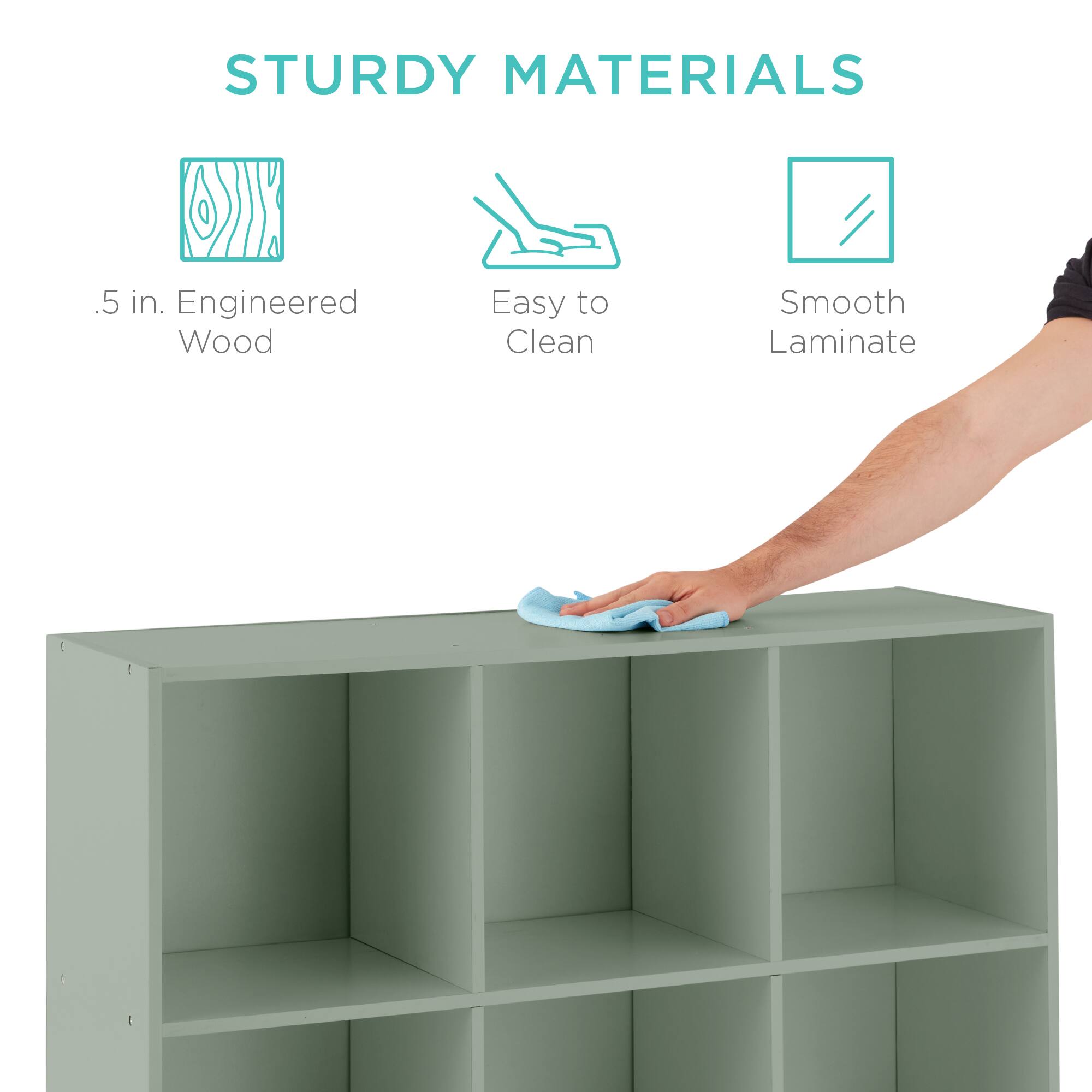 STURDY MATERIALS

- .5 in. Engineered Wood
- Easy to Clean
- Smooth Laminate