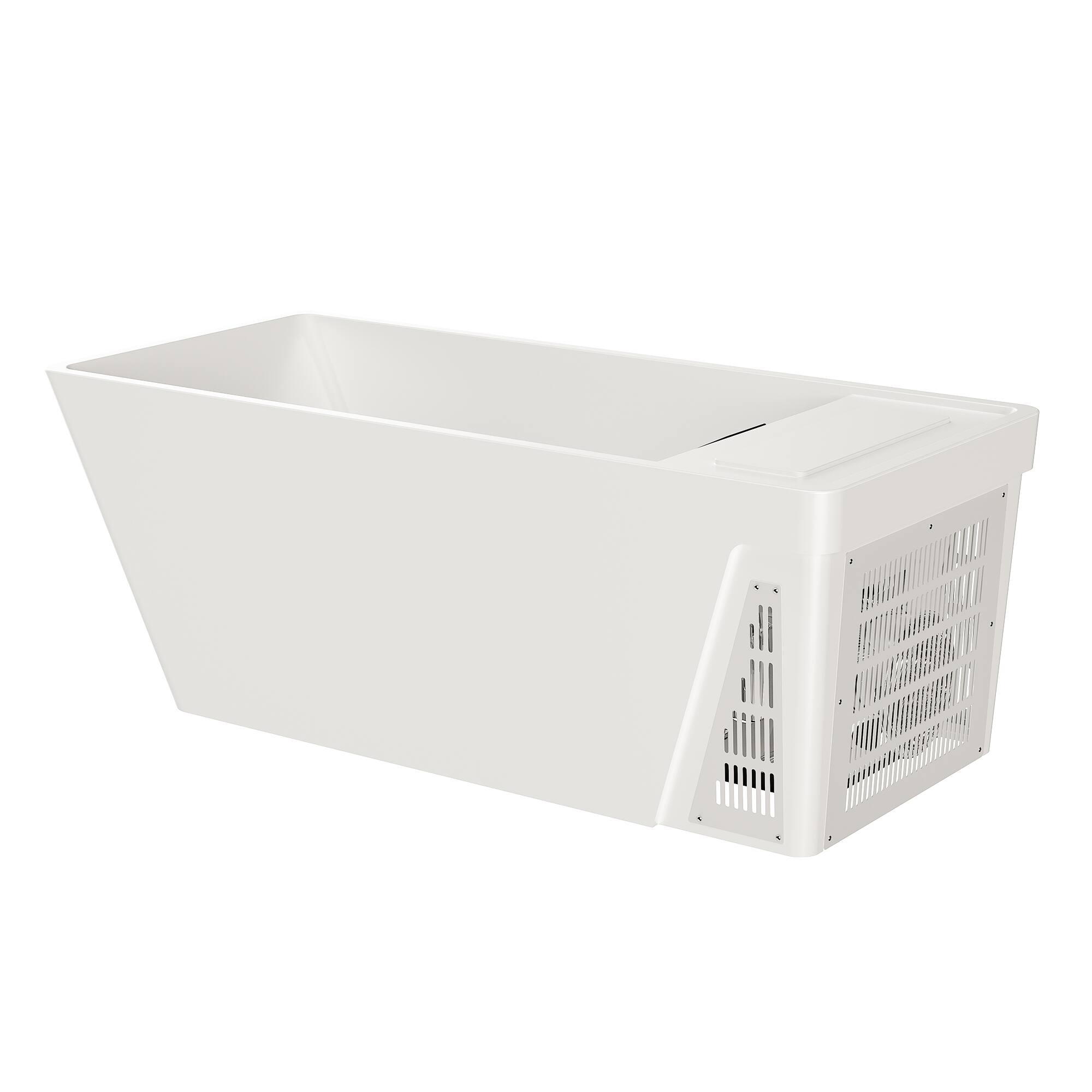 Left. Empava - All-in-one 78 in. x 31 in. Cold Plunge Bathtub Ice Bath W/ Right Drain - Ozone Sterilization - Chiller - Heater in White - White.