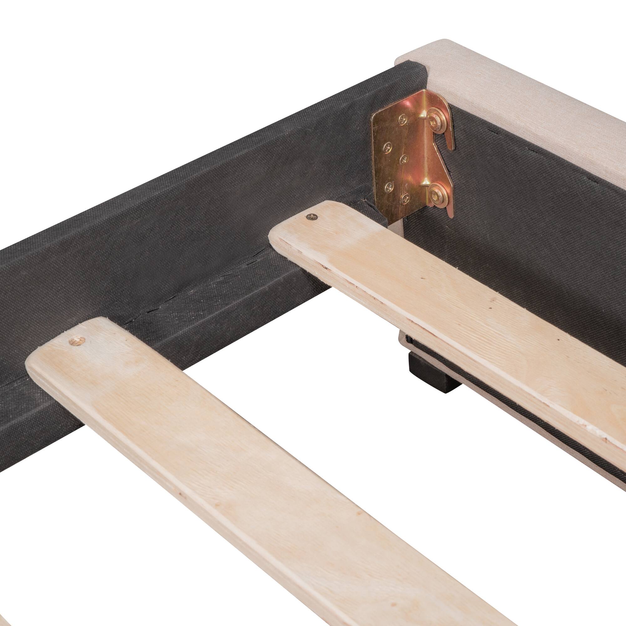 Alt View 7. Tiramisubest - Upholstered Daybed with 2 Storage Drawers Twin Size Sofa Bed Frame No Box Spring Needed, Linen Fabric (Beige) - Beige.