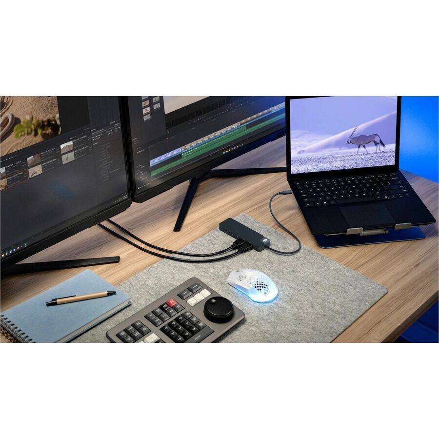 Alt View 5. Hyper - Hyper HyperDrive Flex 9 Port USB-C Dock - for Monitor, Desktop PC, Notebook, Tablet, Keyboard, Hard Drive - Charging.