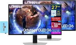 Samsung - 27" QHD Gaming Monitor, Anti-Glare, 360Hz Refresh Rate, Flicker Free, VESA Mount, HDMI & DKZ Hub, 2 Pack - Silver