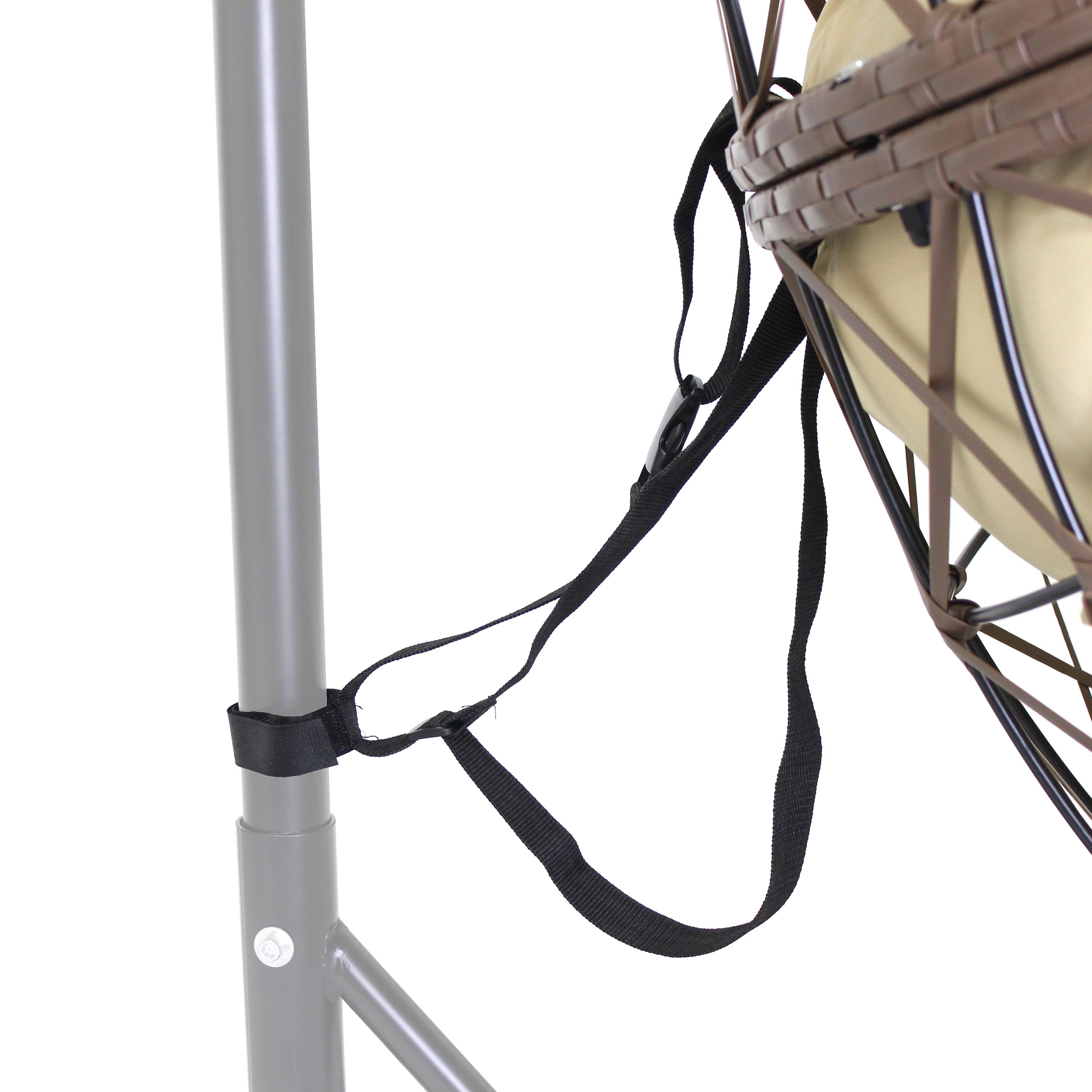 Alt View 5. Sunnydaze - Resin Wicker Basket Hanging Egg Chair with Cushions - Cream.