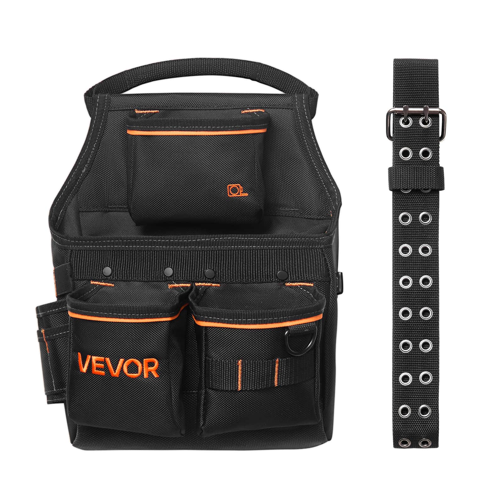 VEVOR - Tool Pouch with Belt, 14 Pockets Professional Tool Belt Pouch for Men, Heavy Duty Detachable Adjustable Utility Work Bag - Black
