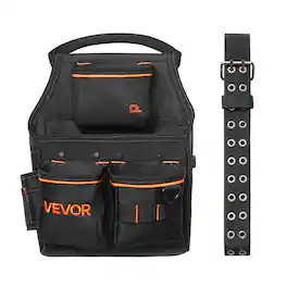 VEVOR - Tool Pouch with Belt, 14 Pockets Professional Tool Belt Pouch for Men, Heavy Duty Detachable Adjustable Utility Work Bag - Black