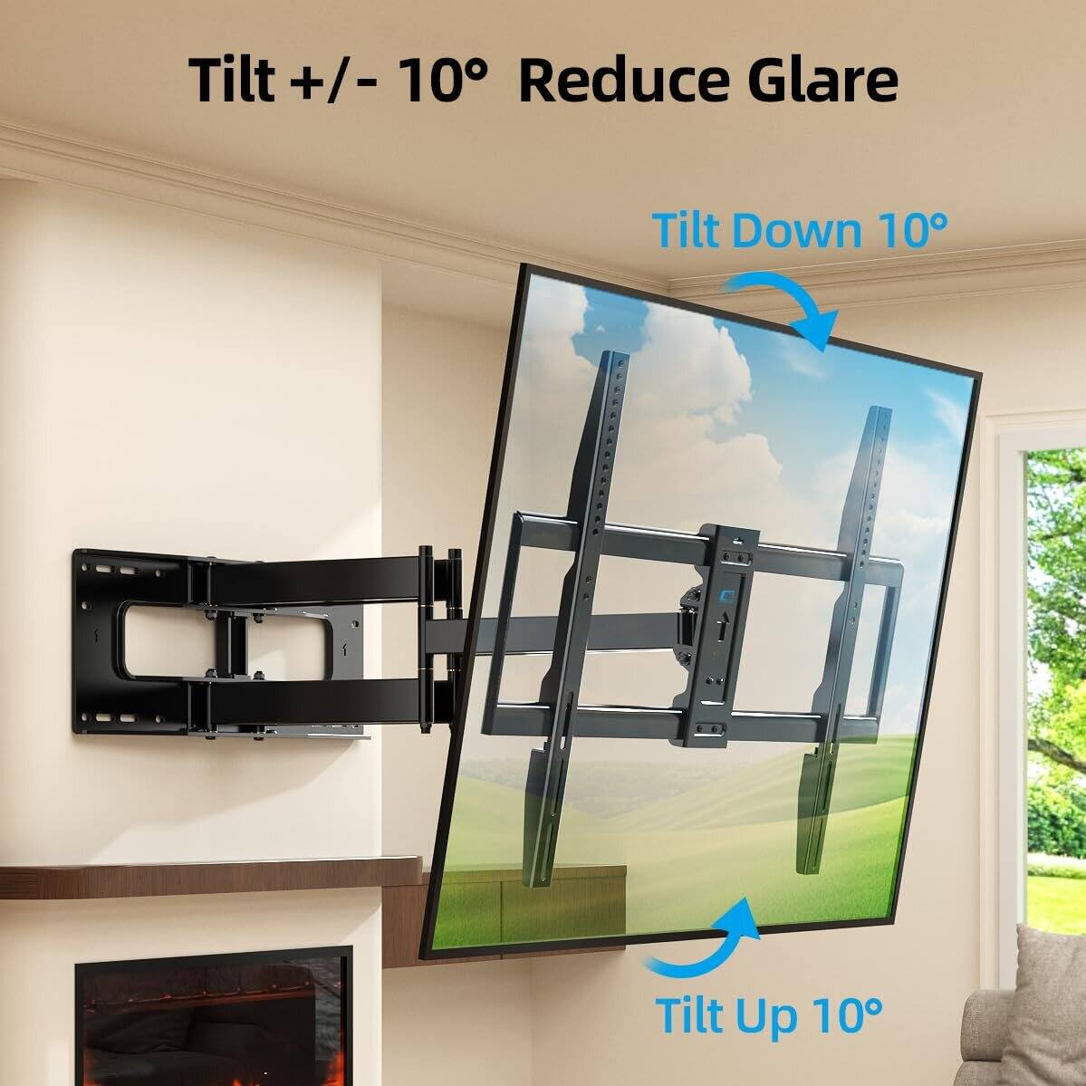 Tilt +/- 10° Reduce Glare  
Tilt Down 10°  
Tilt Up 10°