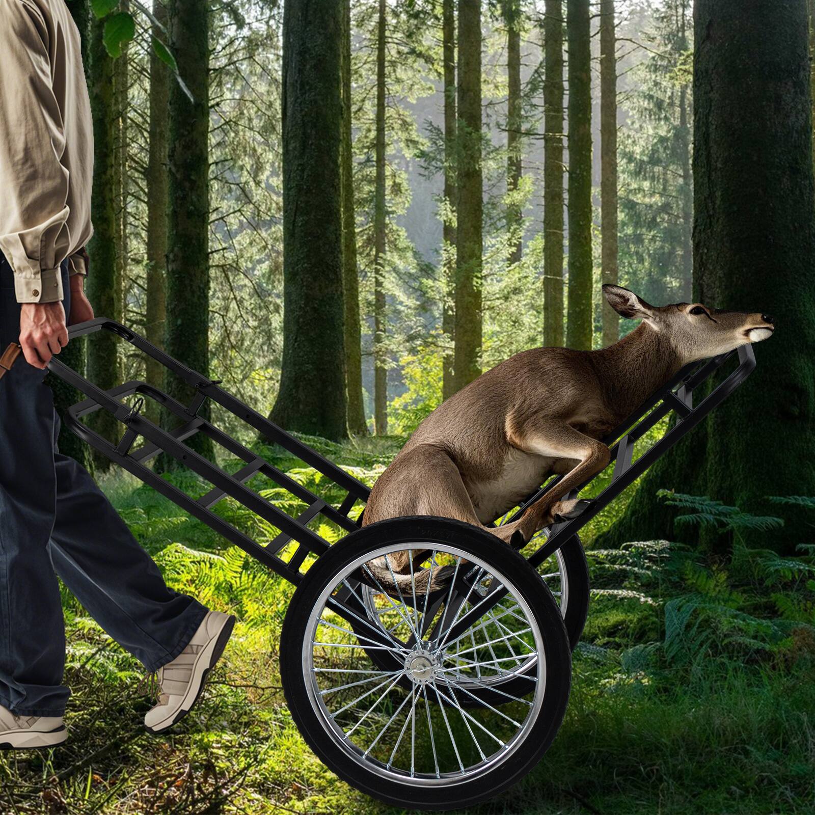 Alt View 1. Gymax - Gymax 550 LBS Double-Layer Deer Cart w/20'' Rubber Wheels Heavy-Duty Flat Hauling Dolly - Black.