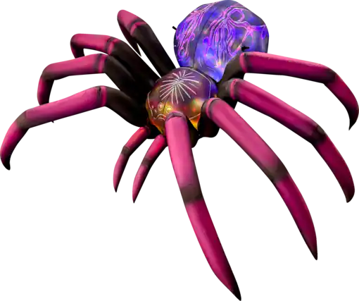 Front. GOOSH Inflatables - GOOSH 9FT Inflatable Halloween Spider – Light-Up Creepy Yard Decoration - Purple.