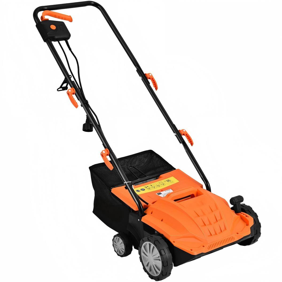 Alt View 9. HONGGE - Electric Lawn Scarifier with Adjustable Depth and 11 Gallon Collection Bag - Orange.