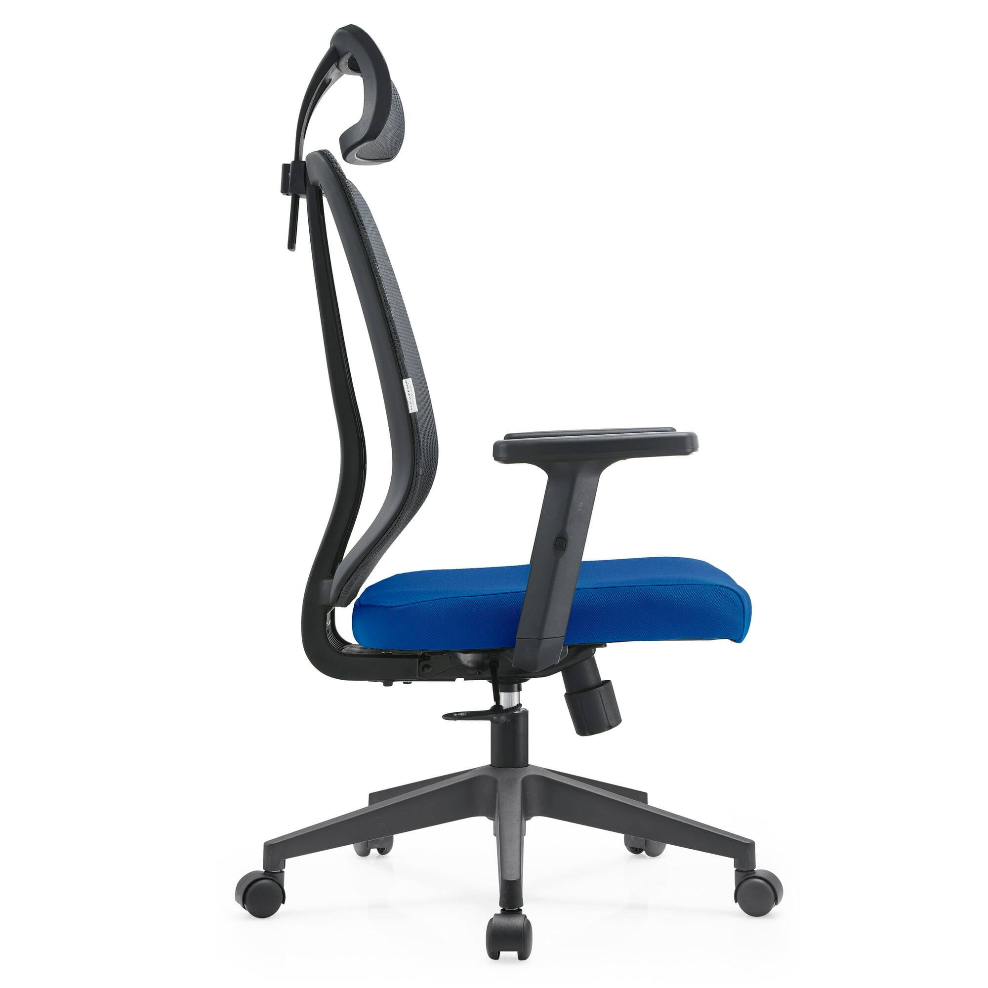 Alt View 3. LeisureMod - Nift Mesh Office Desk Chair with Headrest, Adjustable Height, Tilt, Armrests & Durable ABS Frame - Blue.