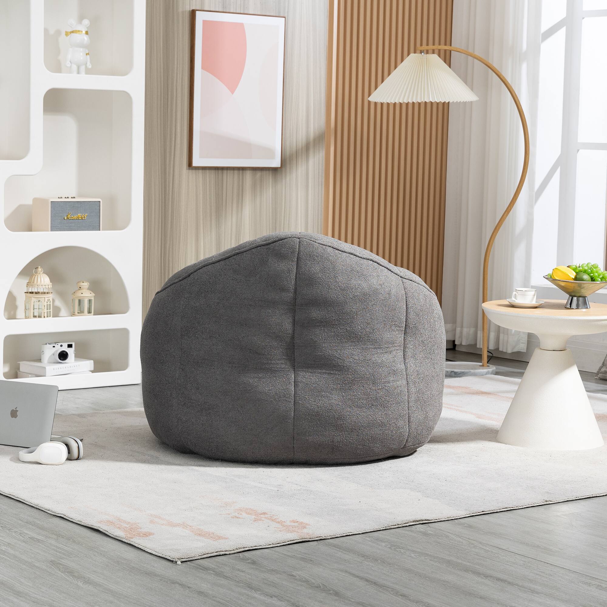 Alt View 1. GOODSILO - Premium Microfiber Bean Bag Sofa Chair with Detachable Footrest for Ultimate Comfort and Relaxation - Grey.