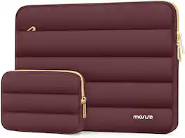 mosiso - Puffy Laptop Sleeve 15-15.6 inch for MacBook Pro 16, HP Dell ASUS Acer Toshiba Lenovo Notebook - Wine Red