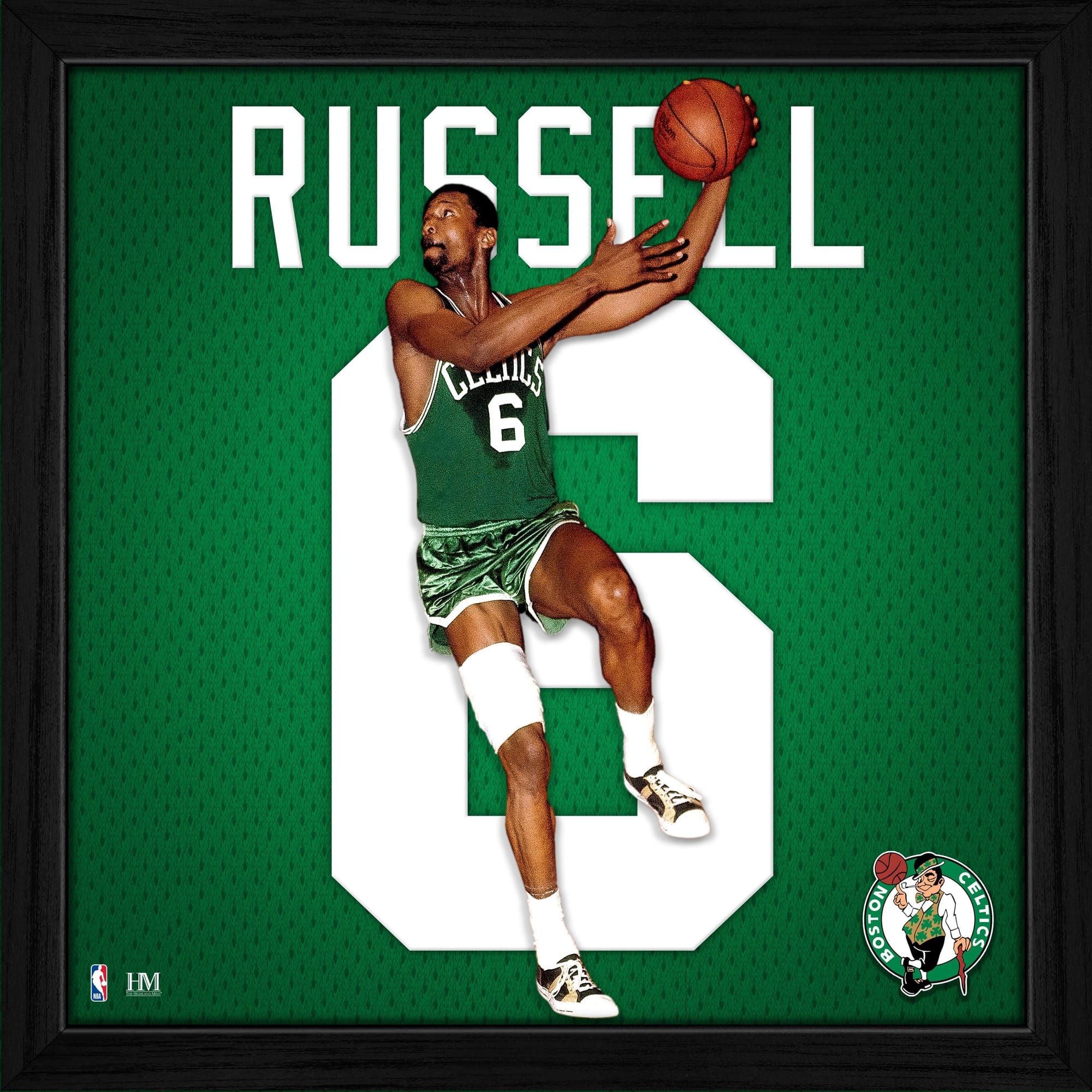 Highland Mint - Bill Russell Boston Celtics Impact Jersey Frame - Multicolor
