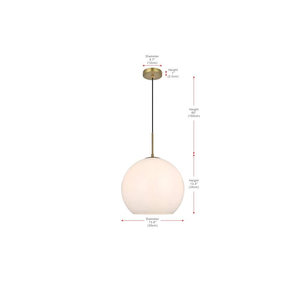 Living District - Baxter 14 Inch Pendant Frosted White Shade in Satin Gold - Satin Gold And Frosted White