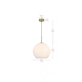 Living District - Baxter 14 Inch Pendant Frosted White Shade in Satin Gold - Satin Gold And Frosted White