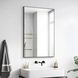 PexFix - 31 in. W x 24 in. H Rectangular Metal Framed Bathroom Wall Mirror for Bathroom & Grooming, Set of 2 - Black