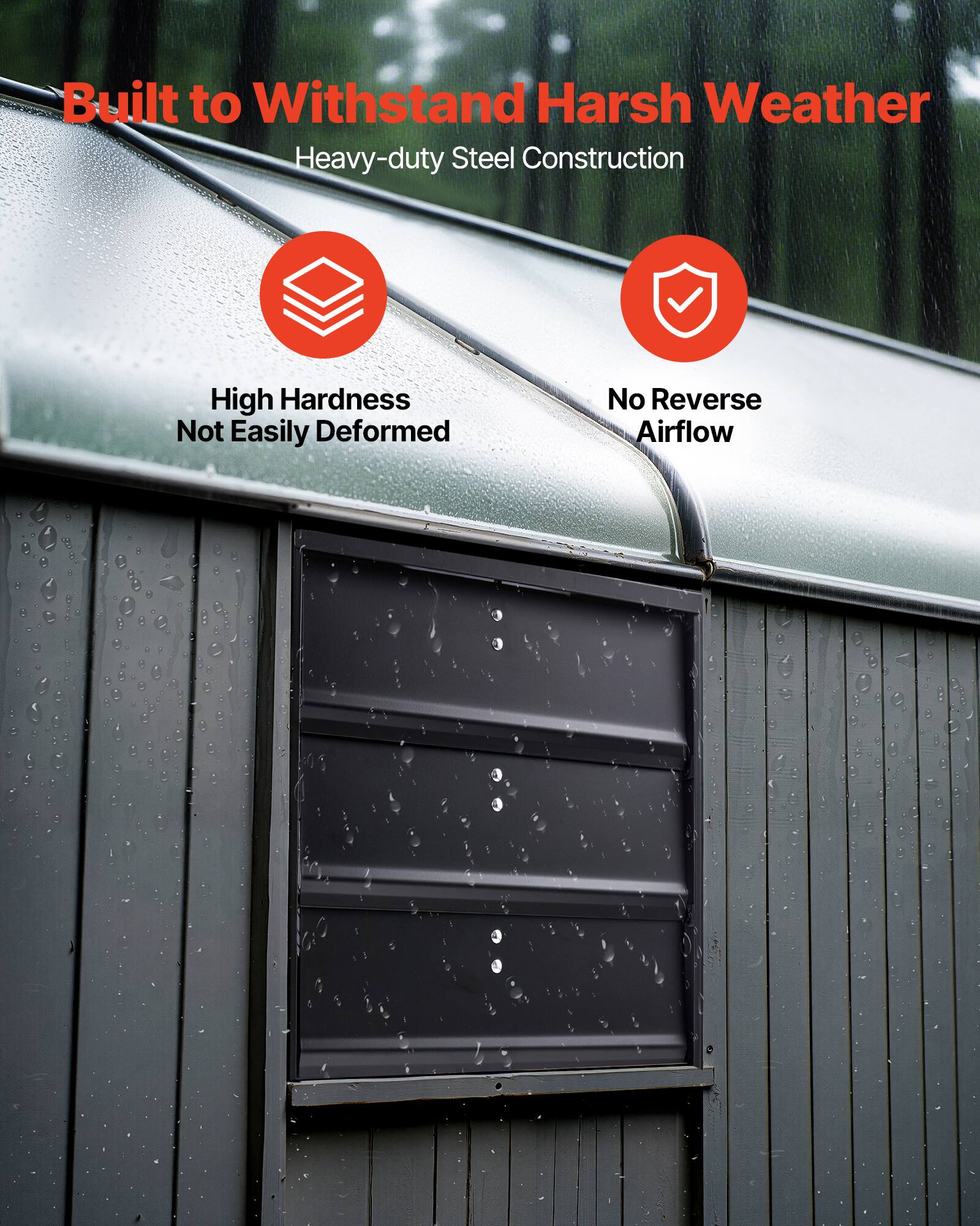 Built to Withstand Harsh Weather  
Heavy-duty Steel Construction  

- High Hardness  
- Not Easily Deformed  

- No Reverse Airflow
