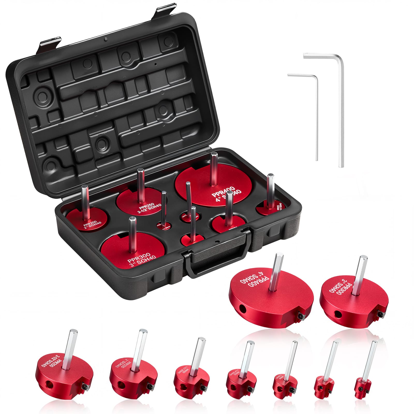 "VEVOR - PVC Pipe Reamer Kit, 9-Piece, PVC Fitting Socket Saver, Includes 1/2"", 3/4"", 1"", 1-1/4"", 1-1/2"", 2"", 2-1/2"", 3"", 4"" - Red;Black" price history on PriceWatchPro