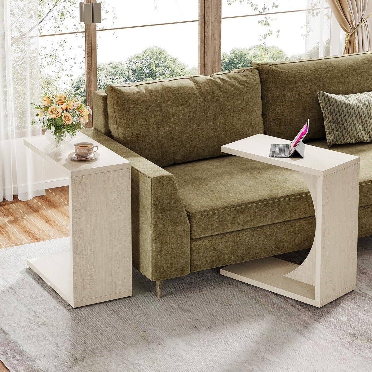 Tribesigns End Table with Engineered Wood Construction, Adjustable Feet ...