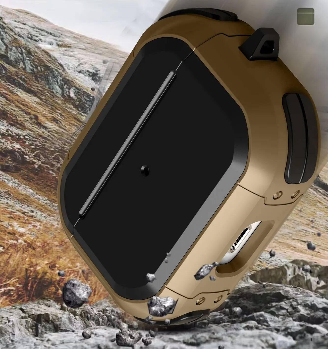 Alt View 1. Vena - For Apple Airpods Pro 2 Case Cover with Magsafe, Rugged Airpod Case 2nd Generation 2 Tone Heavy Duty Black/Brown - Multicolored.