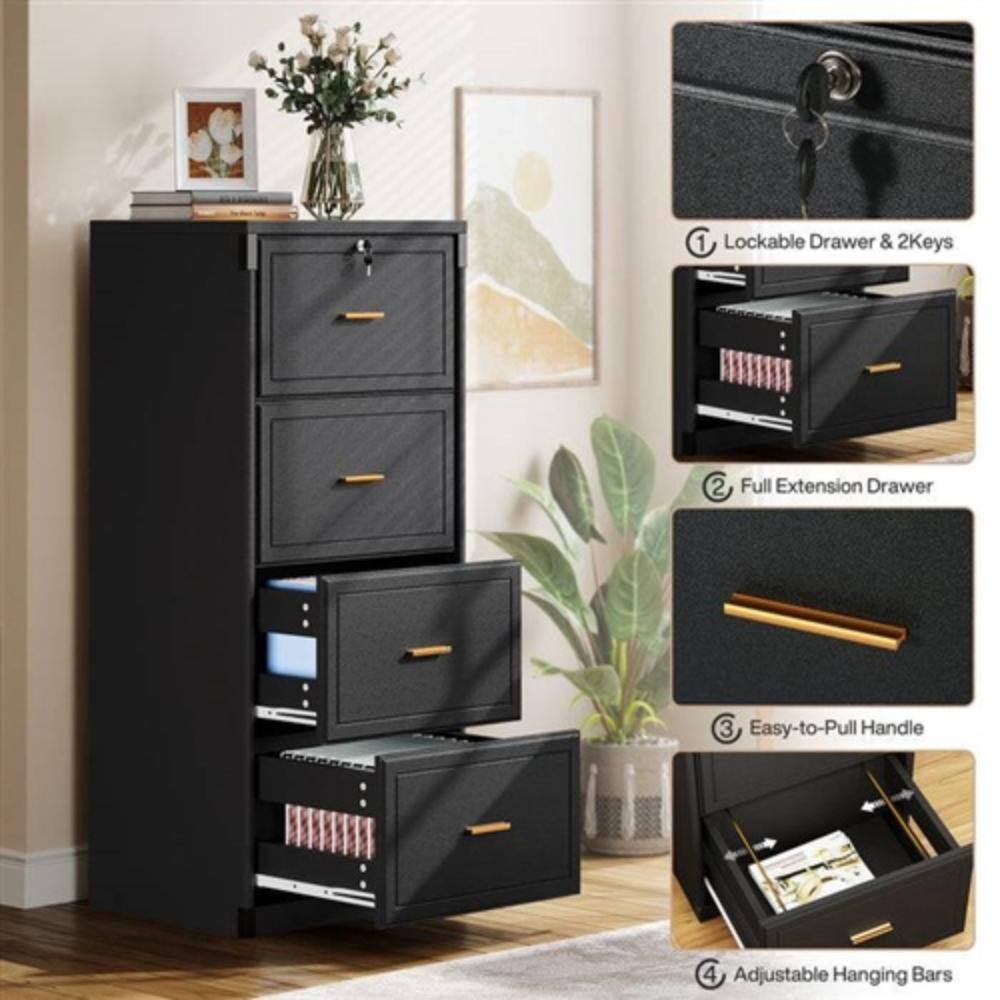1. Lockable Drawer & 2 Keys  
2. Full Extension Drawer  
3. Easy-to-Pull Handle  
4. Adjustable Hanging Bars
