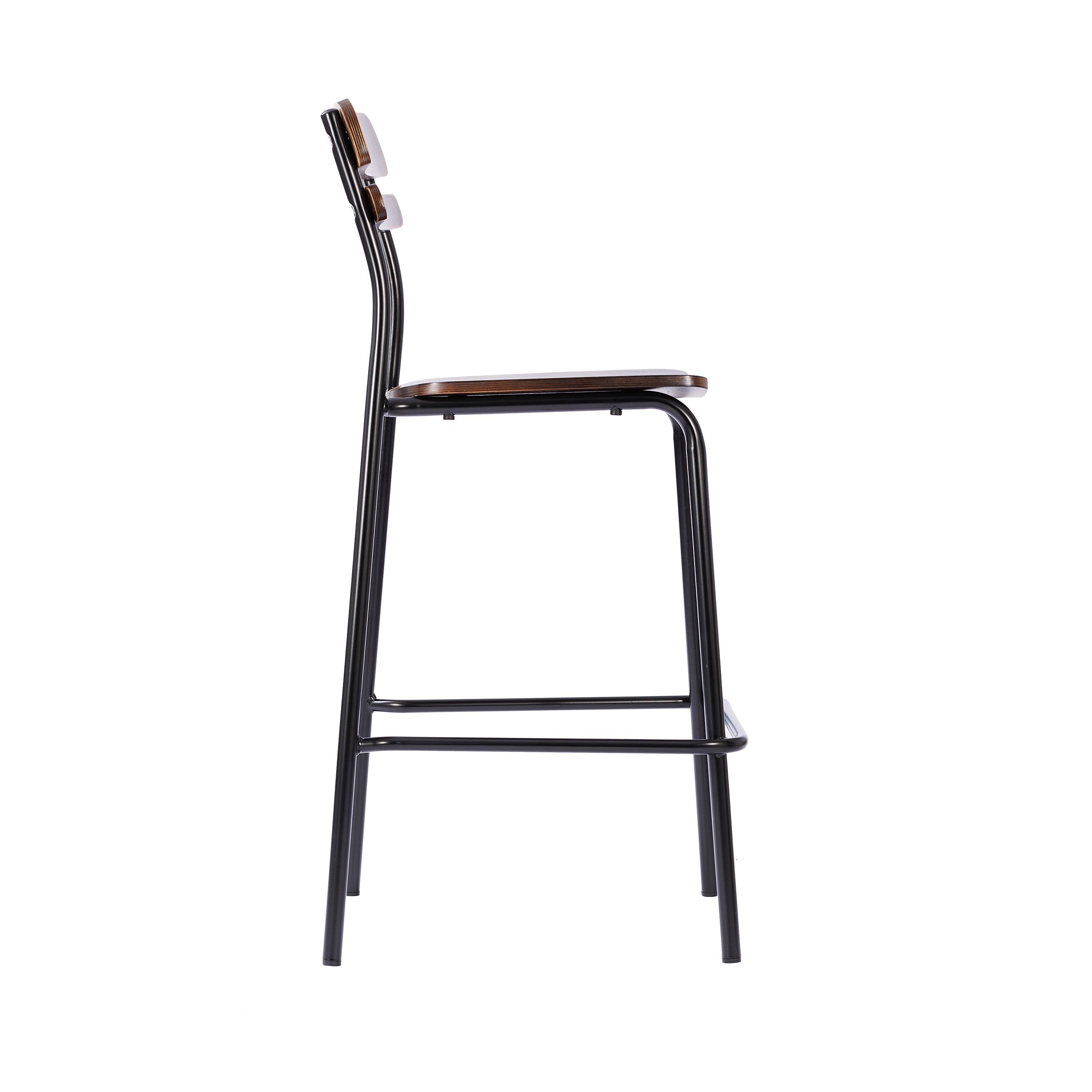 Left. Flash Furniture - Cyprus Commercial Grade Solid Wood Bar Stool with Black Metal Frame and Antique Copper Finish - Brown.