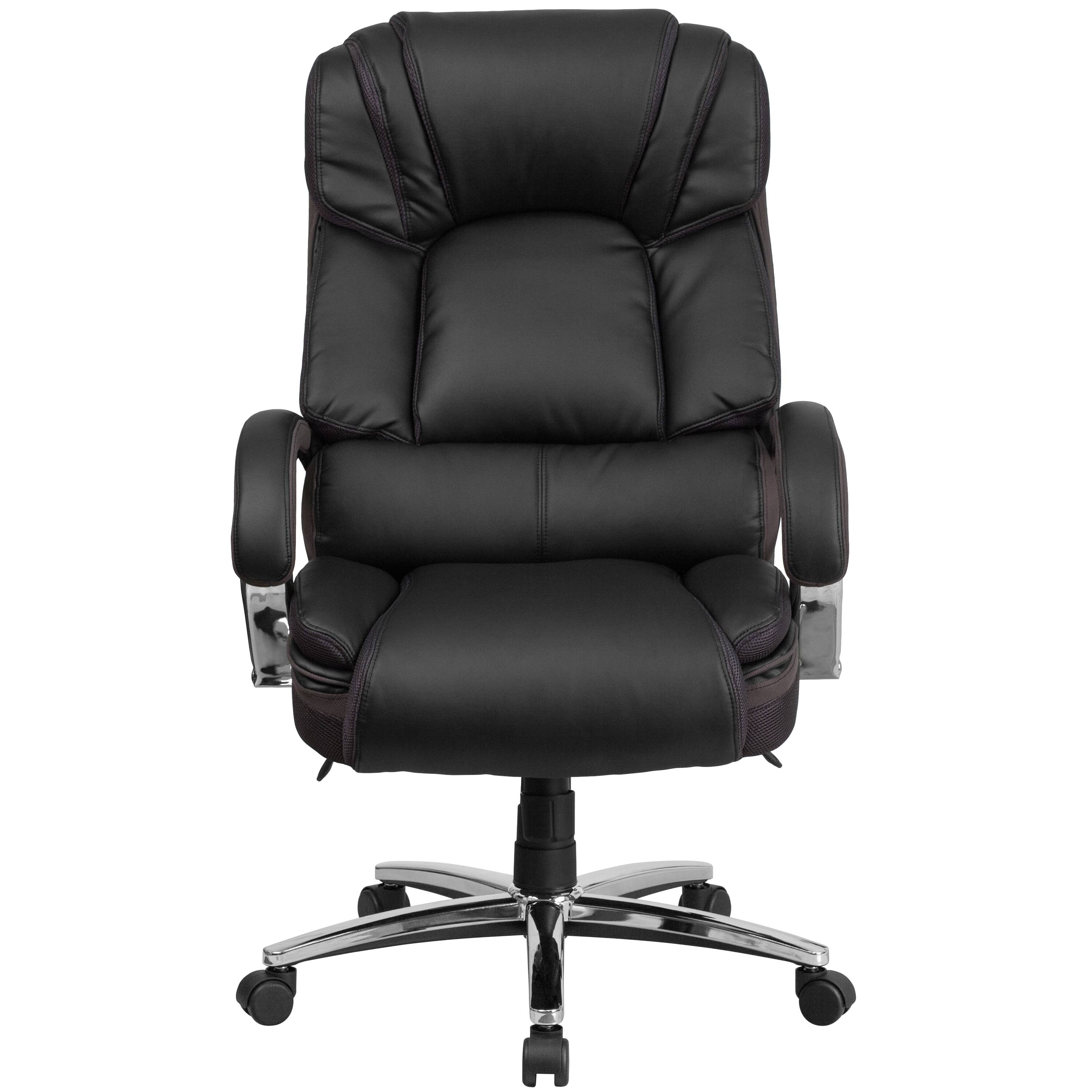 Alt View 4. Emma + Oliver - Big & Tall 500 lb. Rated Leather Executive Swivel Ergonomic Office Chair with Chrome Base and Arms - Black.