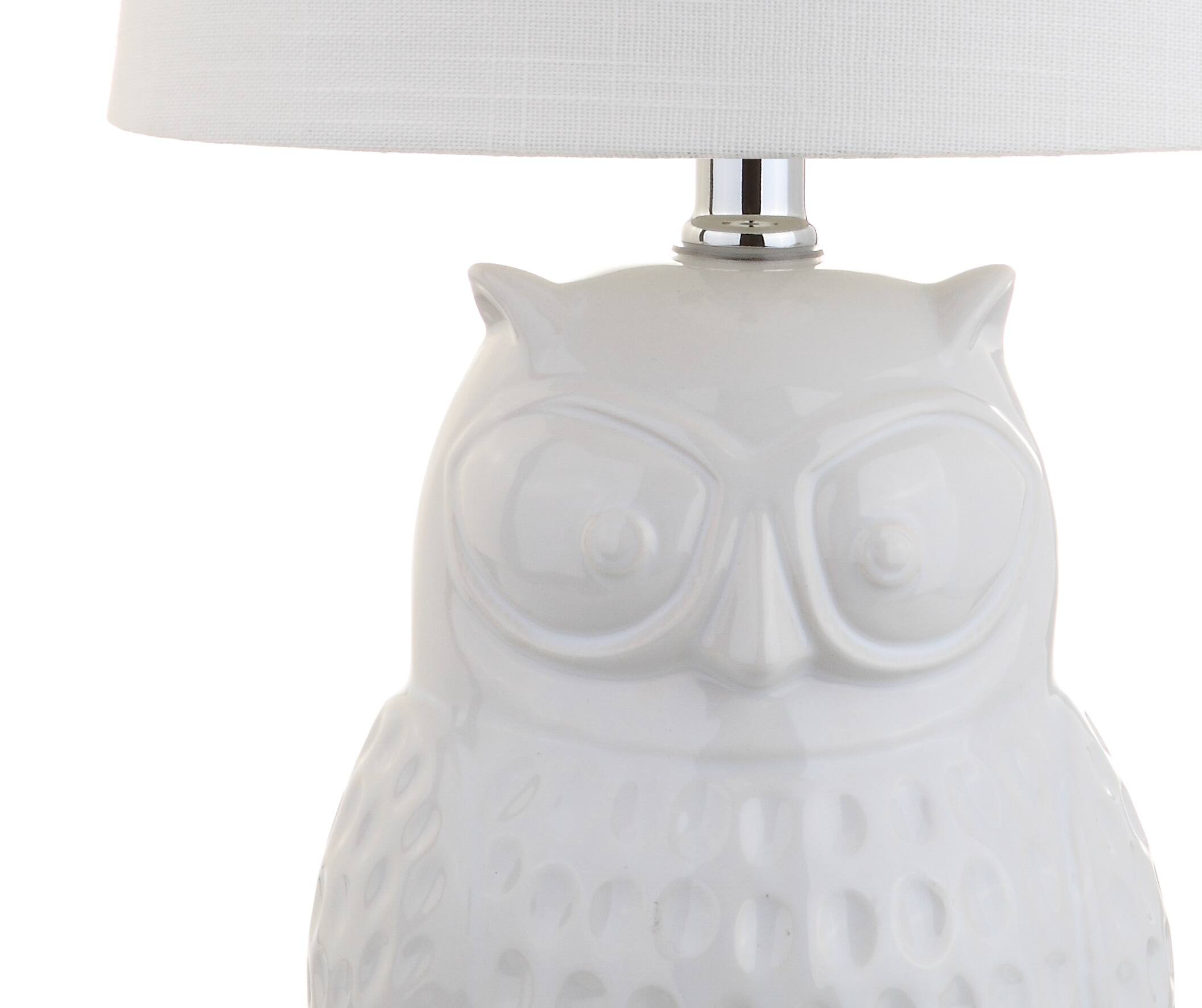 Alt View 6. Jonathan Y - Hoot 20.5" Ceramic Mini LED Table Lamp, White Owl - White.