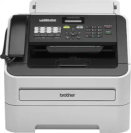 Front. Brother - FAX-2840 Laser Fax/Printer/Copier - White.