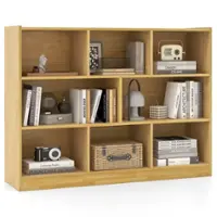 Costway - 3-tier Open Bookcase 8-Cube Bookshelf Storage Display Cabinet French Oak - Yellow - Front_Zoom