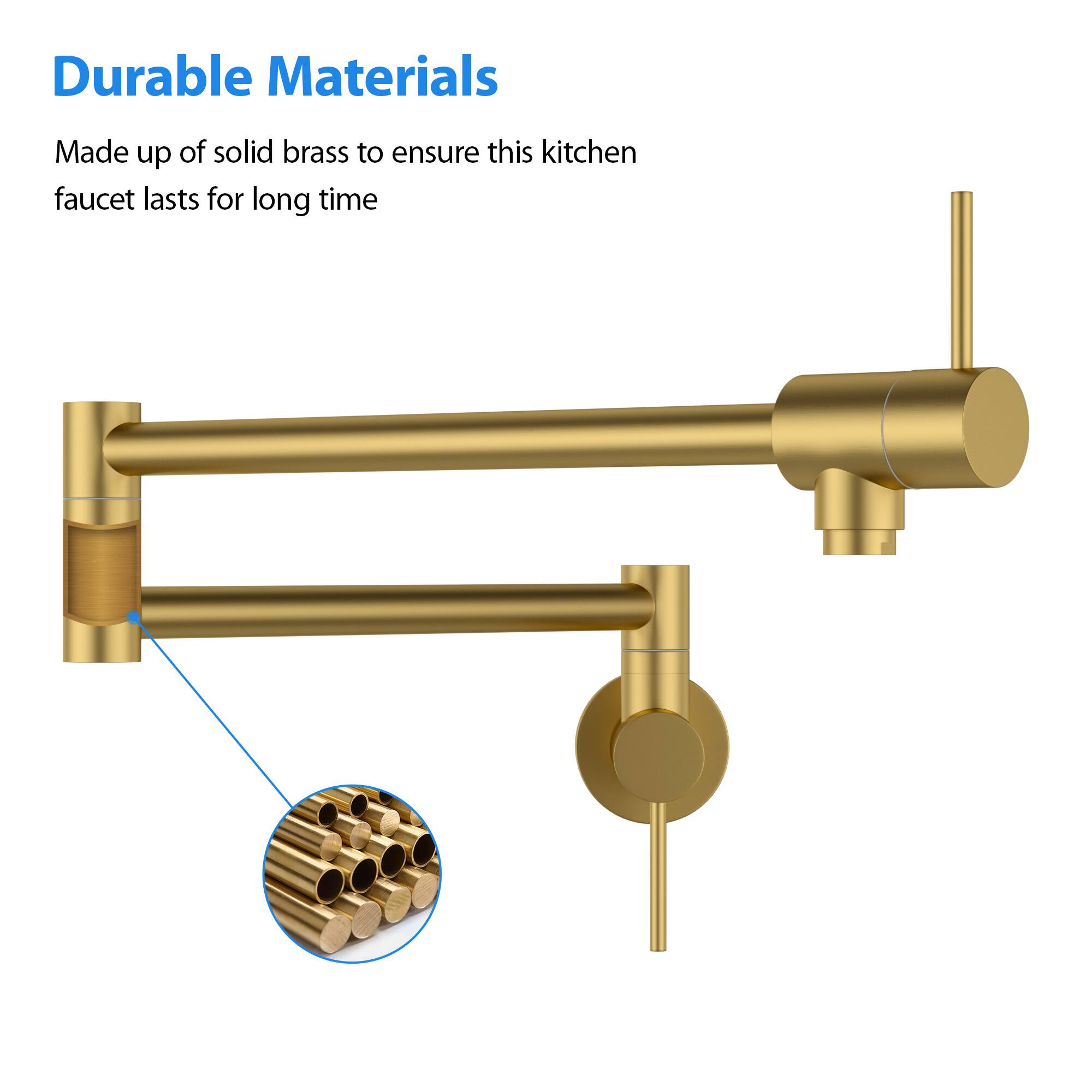 Durable Materials

Made up of solid brass to ensure this kitchen faucet lasts for a long time