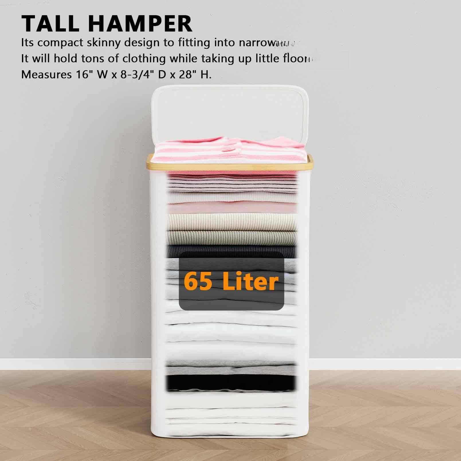 TALL HAMPER

Its compact skinny design to fitting into narrow spaces. It will hold tons of clothing while taking up little floor space. Measures 16" W x 8-3/4" D x 28" H.

65 Liter