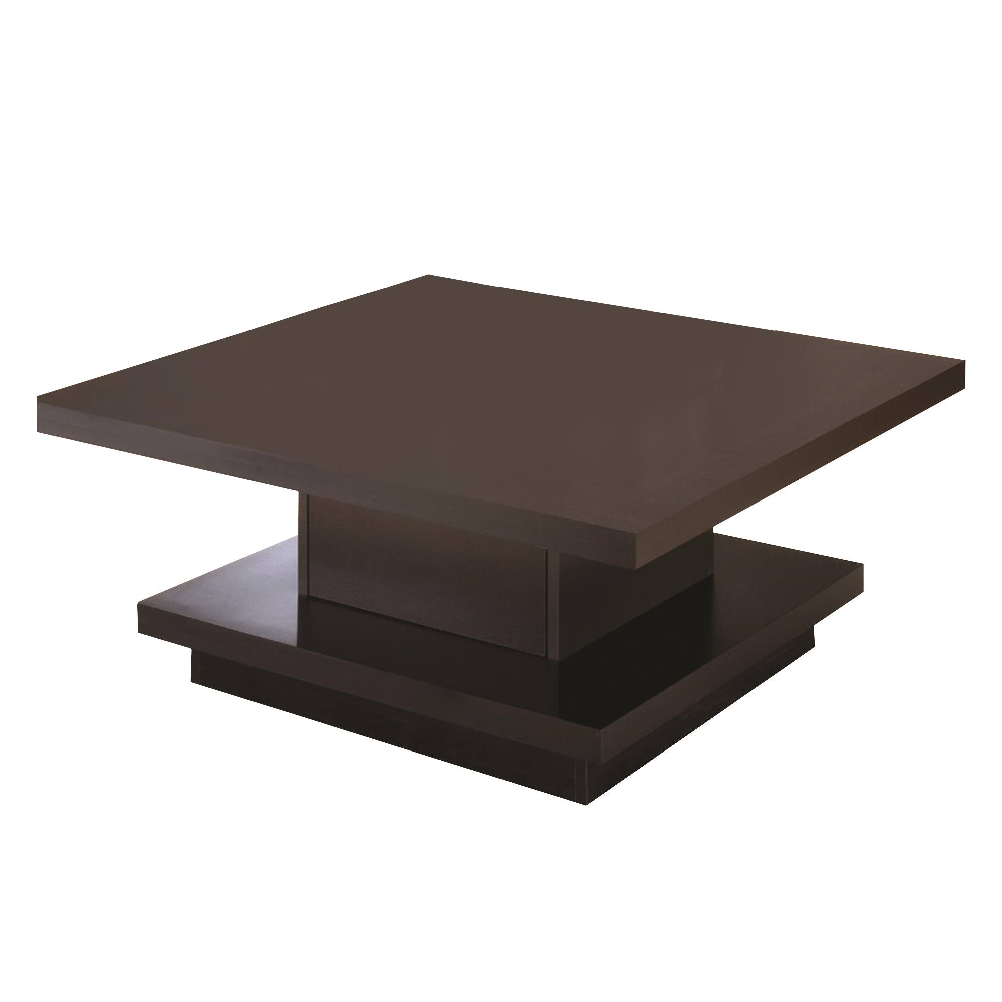 Front. Manhattan Lane - Glass Top Coffee Table with Metal Frame and Open Shelf - Brown.