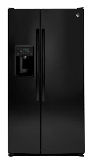 GE - 25.4 Side-by-Side Refrigerator with Thru-the-Door Ice and Water - Black