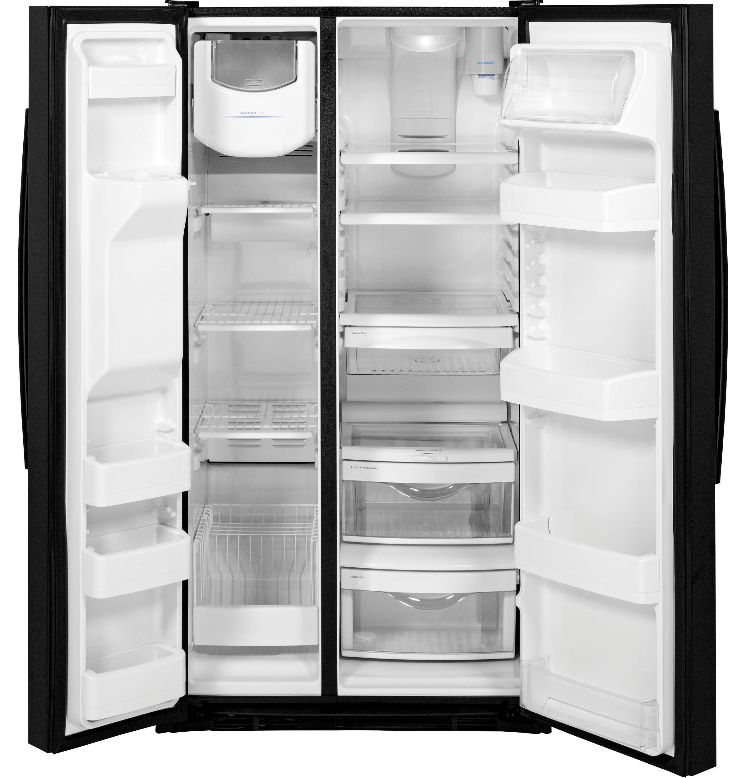 Alt View 13. GE - 25.4 Side-by-Side Refrigerator with Thru-the-Door Ice and Water - Black.