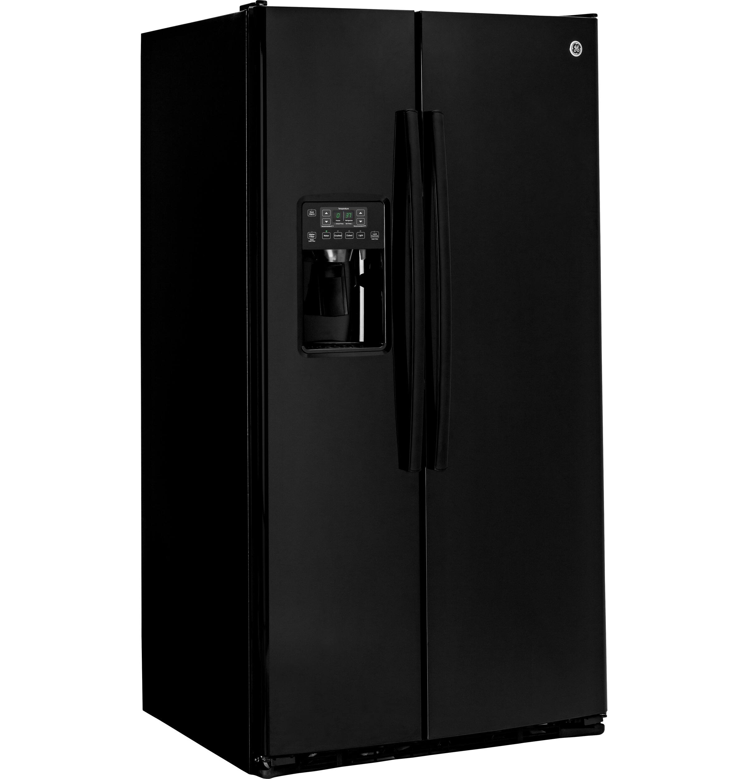 Alt View 14. GE - 25.4 Side-by-Side Refrigerator with Thru-the-Door Ice and Water - Black.